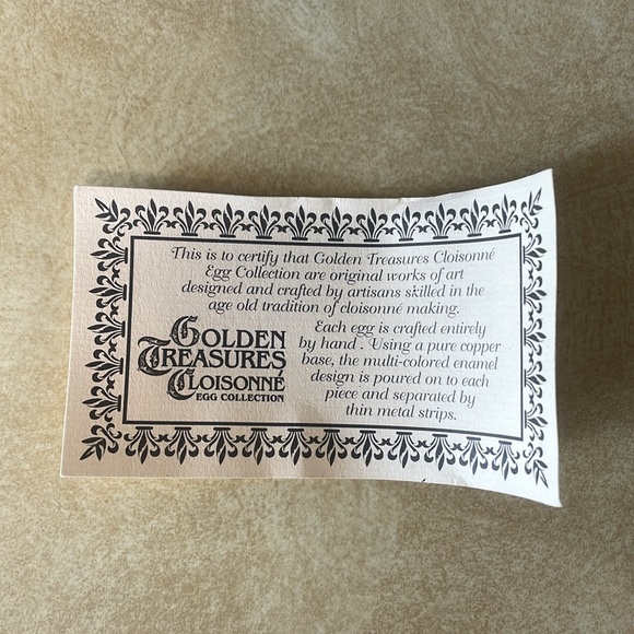 Golden Treasures Cloisonné Collectable Decorative Egg With Stand Box Certificate - Picture 7 of 8